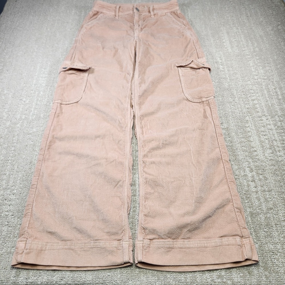American Eagle Cargo Pants Women 4 Baggy Wide Leg Super High Rise Corduroy Y2K - Picture 7 of 14
